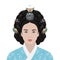 Portrait of a korean womanin a kimono .Vector illustration in a flat style isolated on a white background