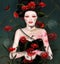 Portrait of a lady with amazing floral tattoo and surreal poppies