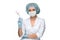 Portrait of lady surgeon holding surgical