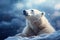 Portrait of a large polar bear in the snow. Generated by AI