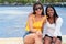 Portrait of Latina friends looking at the camera in the park