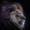 Portrait of a lion in the starry sky. 3D rendering Generative AI