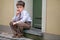 Portrait of a little boy having relax outdoors