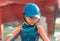 Portrait of a Little boy playing in swimming training pool