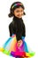 Portrait of a Little Girl Twirling With a Colorful Headband and a Colorful Tutu Skirt