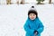 Portrait of little toddler boy on autumn day