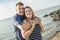 Portrait of living young couple at the beach