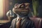 Portrait of a Lizard Dressed in a Formal Business Suit at The Office