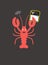Portrait of lobster, holding smart phone, cool style