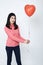 Portrait looking asian woman balloons