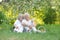 Portrait of loving elderly couple having a picnic