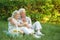 Portrait of loving elderly couple having a picnic