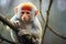 Portrait of a macaque monkey Macaca fascicularis, The Red Shanked douc is a species of Old World monkey