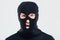 Portrait of mad furious man in balaclava