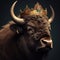 Portrait of a majestic Bison with a crown Generative AI