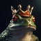 Portrait of a majestic Frog with a crown Generative AI