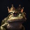 Portrait of a majestic Frog with a crown Generative AI