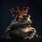 Portrait of a majestic Frog with a crown Generative AI