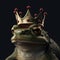 Portrait of a majestic Frog with a crown Generative AI