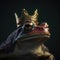 Portrait of a majestic Frog with a crown Generative AI