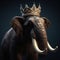 Portrait of a majestic Mammoth with a crown Generative AI