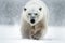 Portrait of Majestic Polar bear walking through snow. Amazing Wildlife. Generative Ai