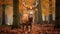 Portrait of majestic powerful adult red deer stag in Autumn Fall forest