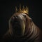 Portrait of a majestic Walrus with a crown Generative AI