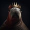 Portrait of a majestic Walrus with a crown Generative AI