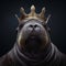 Portrait of a majestic Walrus with a crown Generative AI