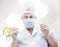 Portrait of male dentist wearing surgical mask wh