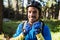 Portrait of male mountain biker wearing bicycle helmet