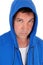 Portrait of man in blue hoody