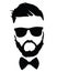 Portrait of a man in glasses with a beard. Illustration for a hairdresser. Logo for the stylist. Black and white logo