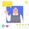 Portrait of Man - graphic avatars for social networking or dating site. The grandfather waves his hand in greeting