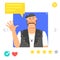 Portrait of Man - graphic avatars for social networking or dating site. The male biker waves his hand in greeting