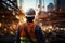 Portrait of man, oil gas refinery industry factory worker