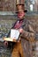 Portrait of man wearing pseudo-Victorian costumes at Raglan Castle - South Wales