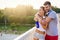 Portrait of man and woman during break of jogging