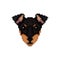 Portrait of a Manchester terrier in pixel art style.