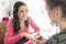 portrait manicurist with female customer