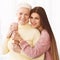 Portrait of mature mother and daughter posing, crop