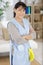 Portrait mature woman housekeeper