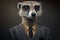 Portrait of a meerkat in a suit, a businessman. Generative ai