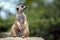 Portrait of  Meerkat Suricata suricatta, African native animal, small carnivore.