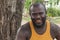 Portrait of a melanesian man smiling.