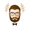 Portrait of men. Bearded man with glasses. Erudite, gentleman icon or symbol. Cartoon vector illustration