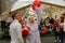 Portrait of mime street artists on Tverskaya Street at the City Day in Moscow