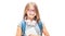 Portrait of modern happy teen school girl with bag backpack