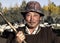 Portrait of Mongolian farmer isolated